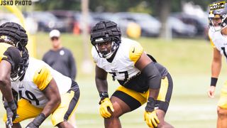 Steelers' Broderick Jones Instantly Developed Rivalry With Roommate Nick Herbig "We Always Talk Smack To Each Other" (Steelers News). Photo by Jordan Schofield / SteelerNation (Twitter/X: @JSKO_PHOTO)